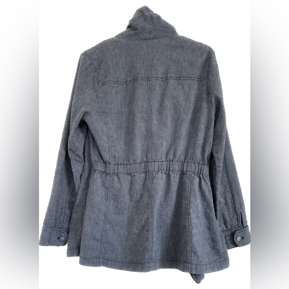 NYDJ Blue Women's Size M Cotton Cascade Draped Jacket Long Sleeve - Picture 3 of 8